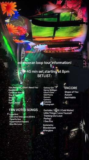 Ed Sheeran's Loop Tour Setlist & Timing for Auckland