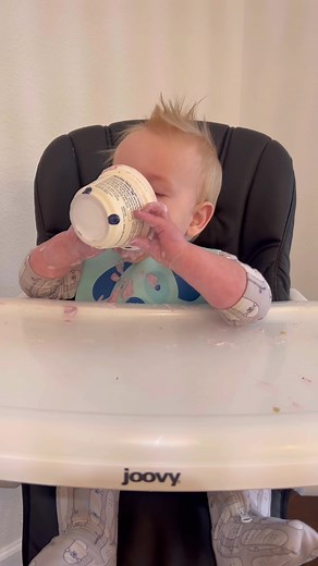 Baby Eating Yogurt: Rolling Blueberry Girl