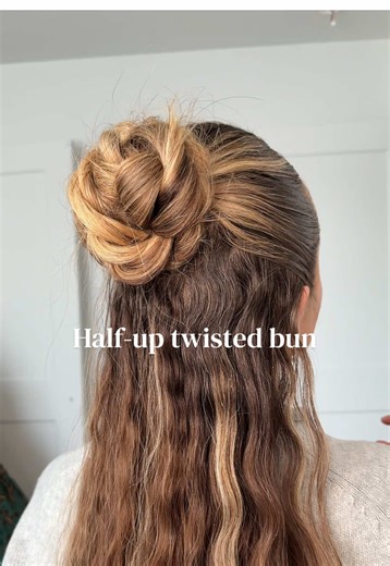 Half-Up Twisted Bun Tutorial for Long Hair Styles