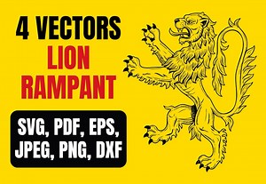 Lion Rampant Vector SVG | Scottish Heraldry Crest | Royal Lion Silhouette | Printable | Digital Download