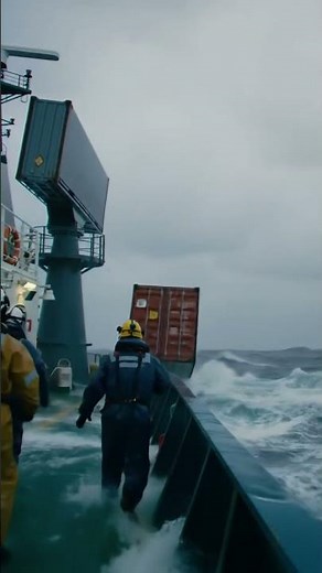 Cargo container falls overboard in massive storm