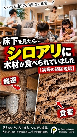 床下を見たら…シロアリに木材が食べられていました【実際の駆除現場】