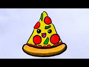 How To Draw A PIZZA - Easy Step by Step Drawing for kids and toddlers 😍✍️