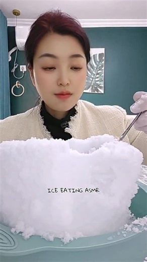 ICE EATING ASMR ❄️🤍 on Instagram: "Relaxing Sounds | Eating Snow Ice from the Fridge"