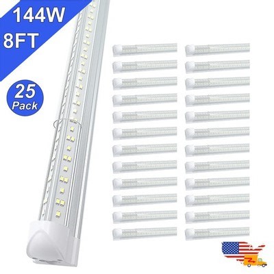 8' V Shaped T8 Led Tube Light 25Pack 144W 18000Lms Garage 8Ft Shop Light Fixture | eBay