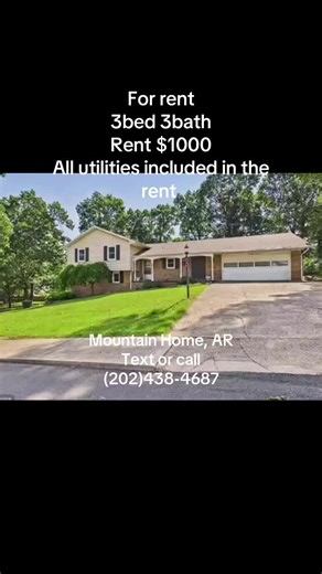 Available now Location:3117 Partipilo St, Mountain Home, AR 72653 3bed|3bath Rent : $1000 Deposit: $600 Sqft:2,100 Contact:Mark For more information and to schedule a tour. -- and for Application | inquiries text or call: 1 (202)438-4687 Description:Welcome home to a big, bright, open floor plan in the highly desirable Carlisle Highlands—this home offers a spacious layout built for easy everyday living and entertaining, with upgraded cabinets, granite countertops, and stainless steel appliances 
