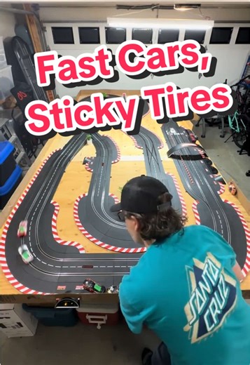The @Carrera.official / @Carrera USA #autonomous #slotcarracing just got an upgrade! This is the first #slotcar race running all the #slotcars with silicone tires! An epic battle on the #slotcartrack keeping me busy fixing crash after crash.