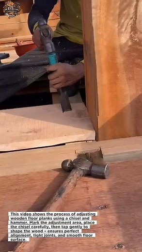 Adjusting Wooden Floor Planks with Chisel and Hammer | Accurate Carpentry Work