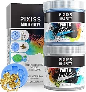 Mold Putty Silicone Mold Making Kit, Super Easy 1:1 Mix Putty, 7/8 Lb (400 Grams), Makes Strong Reusable Silicone