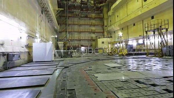 Unit 4 Reactor Hall After The 1986 Nuclear Disaster In The Chernobyl Nuclear Power Plant In Ukraine. Panning Wide Shot