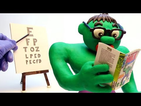 DibusYmas Hulk needs glasses Stop Motion Play Doh Cartoon video for kids