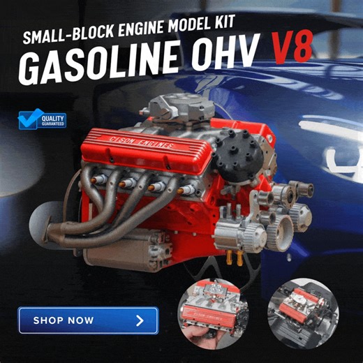 🚗🔧Discover the CISON Gasoline OHV V8 Small-block Engine Model Kit! This 1/6 scale, 4-stroke, 44cc, water-cooled engine is perfect for hobbyists and collectors. Assemble your own detailed V8 model, featuring authentic OHV mechanics. A true masterpiece for any enthusiast! 🚗🔧 | Dealus Engine