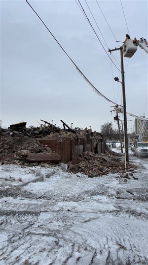 The collapsed remains of a building from Thursday’s fire near downtown Joliet. | Herald-News - Shaw Local