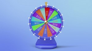 Rotating colorful wheel of luck or fortune. Front view, roulette fortune spinning wheels, casino wheel. Colorful Wheel fortune with alpha channel. 3840x2160 4K 3D animation