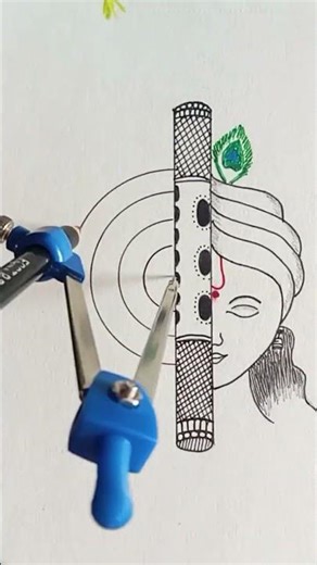 Krishna Flute Mandala Drawing✨ #shorts #shortsvideo #youtubeshorts