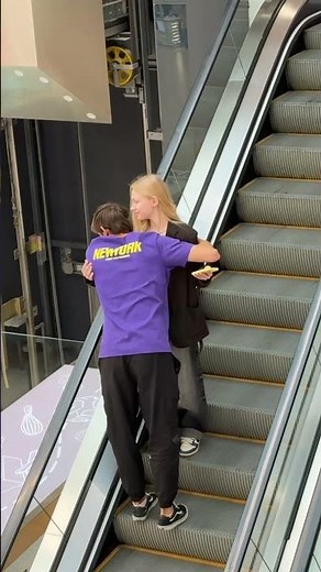 Escalator Surprise Hug Prank 😱 #AlexEasy #Escalator #Pranks