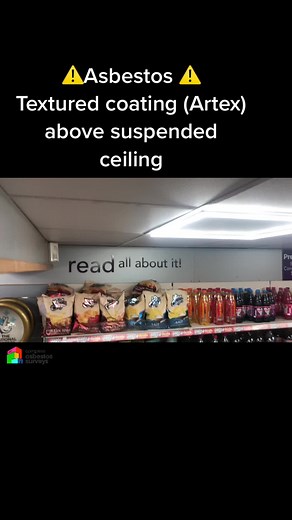 Asbestos containing textured coating or artex as its commonly known. This was above a shops suspended ceiling. This would only need to be removed if part of refurbishment. #asbestos #asbestosremoval #asbestossurvey #asbestostesting #asbestossurveyor #property #propertymanagement #construction #building #foryou #fyp #educational #houserenovation #diyproject #commercial #educationalpurposes
