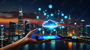 Cloud computing concept. Software as a Service. SaaS. Communication network