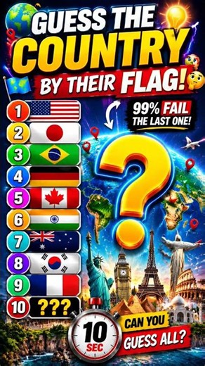 Guess the Country by Flag 🌍🚩 Can You Get All 10 Right? 😳| Easy to Hard