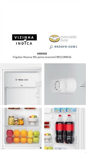 👉🏼 HISENSE Frigobar Hisense 90L porta reversível RR121NW2A