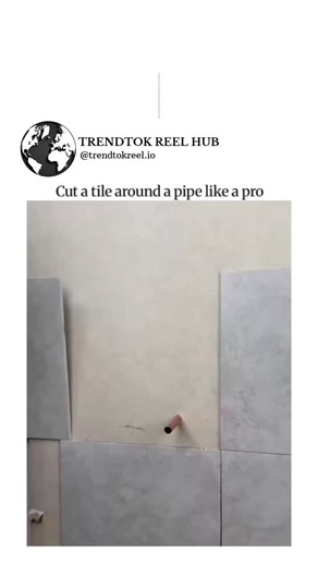 🌍 TRENDTOK REEL HUB on Instagram: "Cut tiles around pipes like a pro! This simple DIY trick shows how to get a perfect, flush tile cut around a pipe with clean, professional results. By carefully marking the pipe outline, scoring precise guide lines, and using the right cutting tools, you can create smooth edges that fit neatly against the wall—no guesswork, no messy gaps. Small technique, big difference. Perfect for bathroom and kitchen renovations where details matter. Save this hack for your