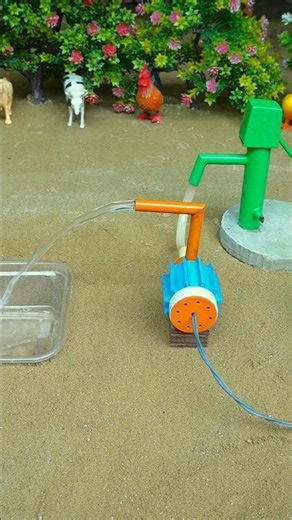Mini hand pump project water with supply motor drinks goats and duck farm #waterpump #shorts #849
