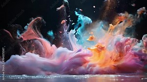 captivating sight of pastel-colored powder exploding in every direction, beautifully frozen in time through a super long exposure and slow shutter photography technique