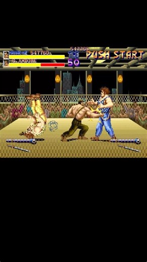 Final Fight arcade game Strong Haggar in the ring against two Andores | Milan Ujka Manic