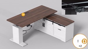 SEDETA Farmhouse L Shaped Standing Desk, 55 inch Height Adjustable Corner Desk with Storage Drawers, Standing Computer Desks with Power Outlets for Home Office, White