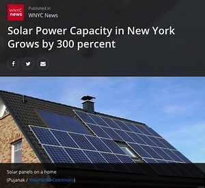 Solar Power Capacity in New York Grows by 300 percent @wnyc