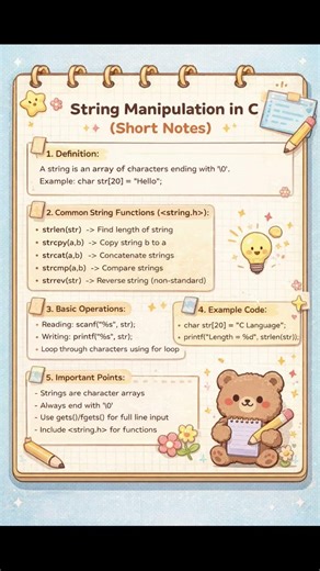 ✨ Learn String Manipulation in C in the easiest way! #CLanguage #CodingForBeginners #StudyNotes