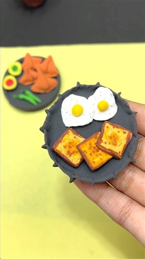 Clay mini breads and egg food plate for kids#clayminifoods #kids #cartoon #shorts #craft #art