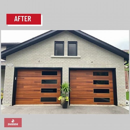 What an Amazing Garage Door Transformation!! Dodds Modern Faux Wood Door