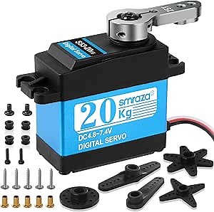 Smraza 20KG Digital Servo Motor Full Metal Gear Steering Gear with 20kg High Torque Waterproof for 1/8 1/10 RC Car Robot Arm Boat Model DIY DS3218, Control Angle 270°