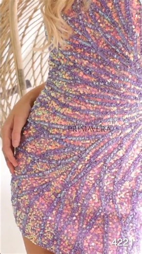 Primavera Couture 4221 - Asymmetrical Sequin Cocktail Dress