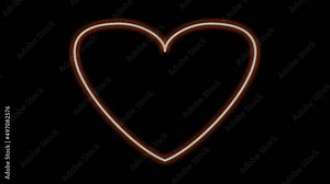 Multicolor Neon light border love heart shape animation on black background.modern border with blank copy space 4K