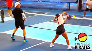 Senior mixed pickleball match highlighting female dominance