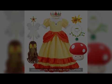 Game Princess Daisy Cosplay Costume Girls Cute Lolita LED Light Flashing Dress Fancy Halloween Carni