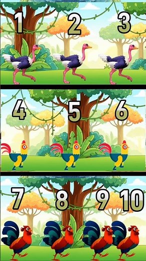 Ostrich Hen Rooster Song for Kids | Animal Sounds & Counting 1 to 10 | Fun Learning Rhyme