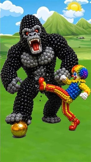 🦍⚽ Giant Balloon Gorilla vs Funny Clown Kick 🤯 | Epic Balloon Battle #shorts