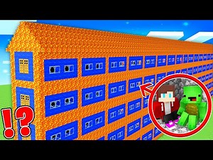 JJ and Mikey Got INSIDE The TALLEST WATER/LAVA VILLAGER LONGEST HOUSE in Minecraft Maizen!