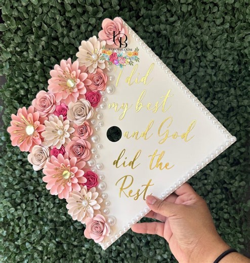 Personalized Floral Graduation Cap Topper | Custom Quote, Class of 2026 - Etsy