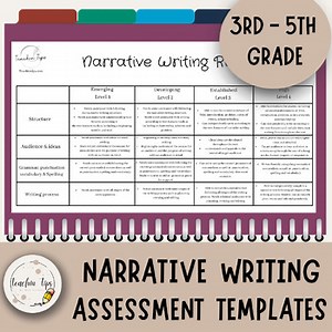 Narrative Writing Assessment Templates | Rubric & Conferences | Printable