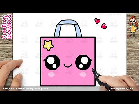 How to Draw a Cute Shopping Bag Simple & Easy for Kids