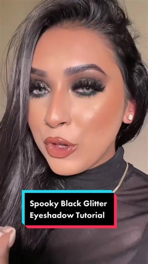 Black glitter smokey eyeshadow tutorial using our Ultra Glam eyeshadow palette and Pressed Glitter in shade Outer Space. Tutorial by @rashnakutwaroo 💖 Follow her for more easy step by step makeup tutorials! This is the perfect glam but spooky Halloween makeup look! Our Ultra Glam eyeshadow palette contains 15 shades - 11 shimmer eyeshadows, 2 mattes and 2 pressed glitters. Our Pressed Glitters come in 22 shades and don’t have any fallout or creasing. All of our products are vegan, cruelty-free 