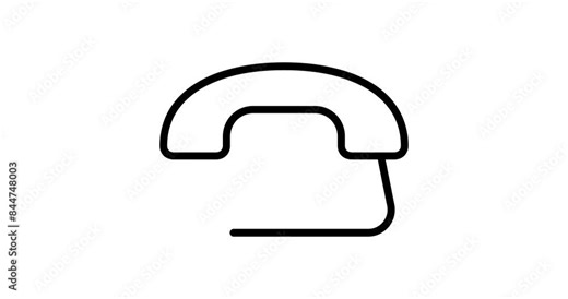 Landline phone animated outline icon with alpha channel. Landline phone 4k motion design animation for web, mobile and ui design