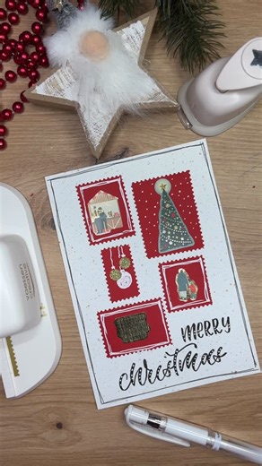 Melli Stelzl on Instagram: "Christmas Card Sticker , Stanzen, malen ! Meine Art von Mixed Media. Credit : @callinigraphy #card #weihnachten #weihnachtskarten #karten #christmas #christmascarols"