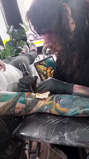 Bird Sleeve Tattoo Progress