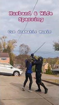 Husband and Wife Sparring - cue dramatic music #hema #longsword #fencing #lol #freespar #swordfight