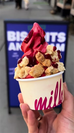 The sun is out and our new spring sweets are ready for the heat. Biscuits and Raspberry Jam Soft Serve now available at all bakeries ❤️💛